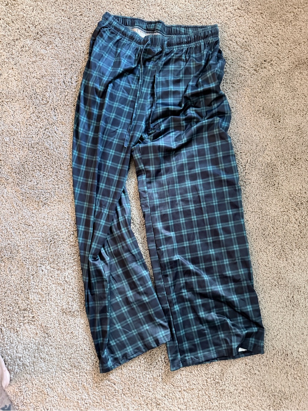 NWOT Men's Blue Green Plaid Baggy Pajama Pants - Medium